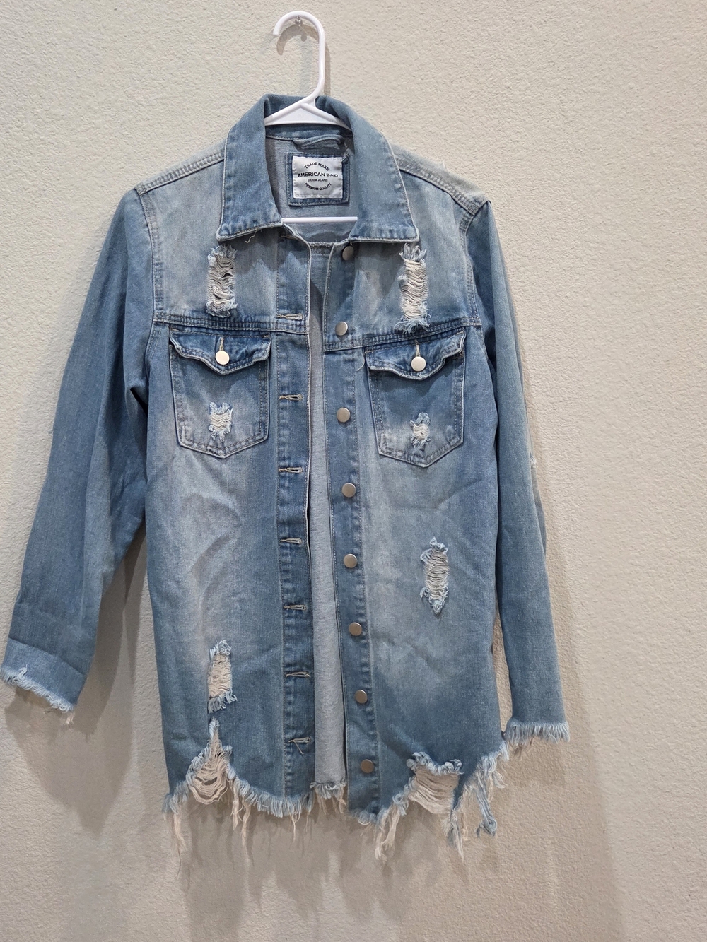 American Bazi Light Blue Distressed Denim Shacket /Jacket